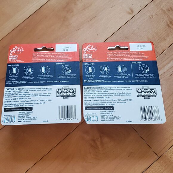 2 Glade Plug In Refills Limited Edition Mighty Mango Tropical Coconut - Picture 3 of 6